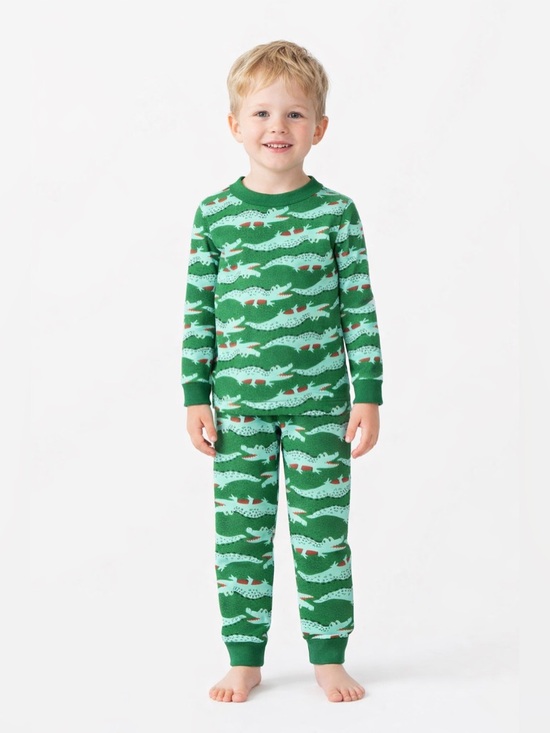 Hanna Andersson Other - Hanna Andersson Long John Pajama Set in Green Crocodile Smile Size 5